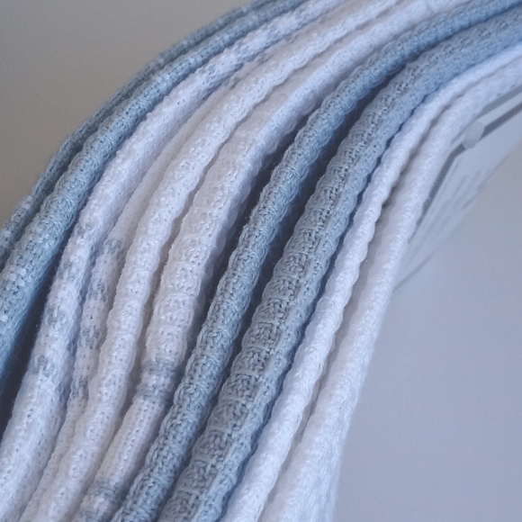 NWT White and Sea Blue Kitchen Towels 16" x 27" Set Of 5 - Picture 7 of 9